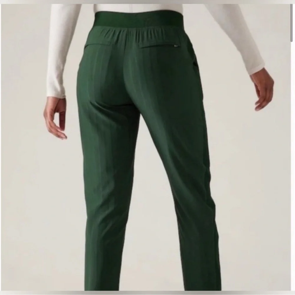 Athleta Brooklyn Ankle Pant Emerald Green Stripe Size 2 Petite Travel Work - Picture 4 of 16